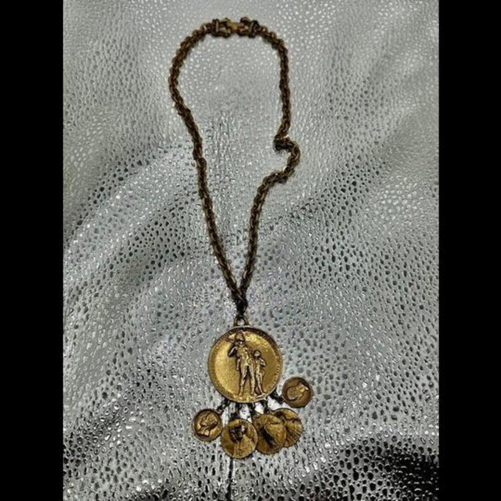 Vintage Gold-Toned Coin Pendant Necklace